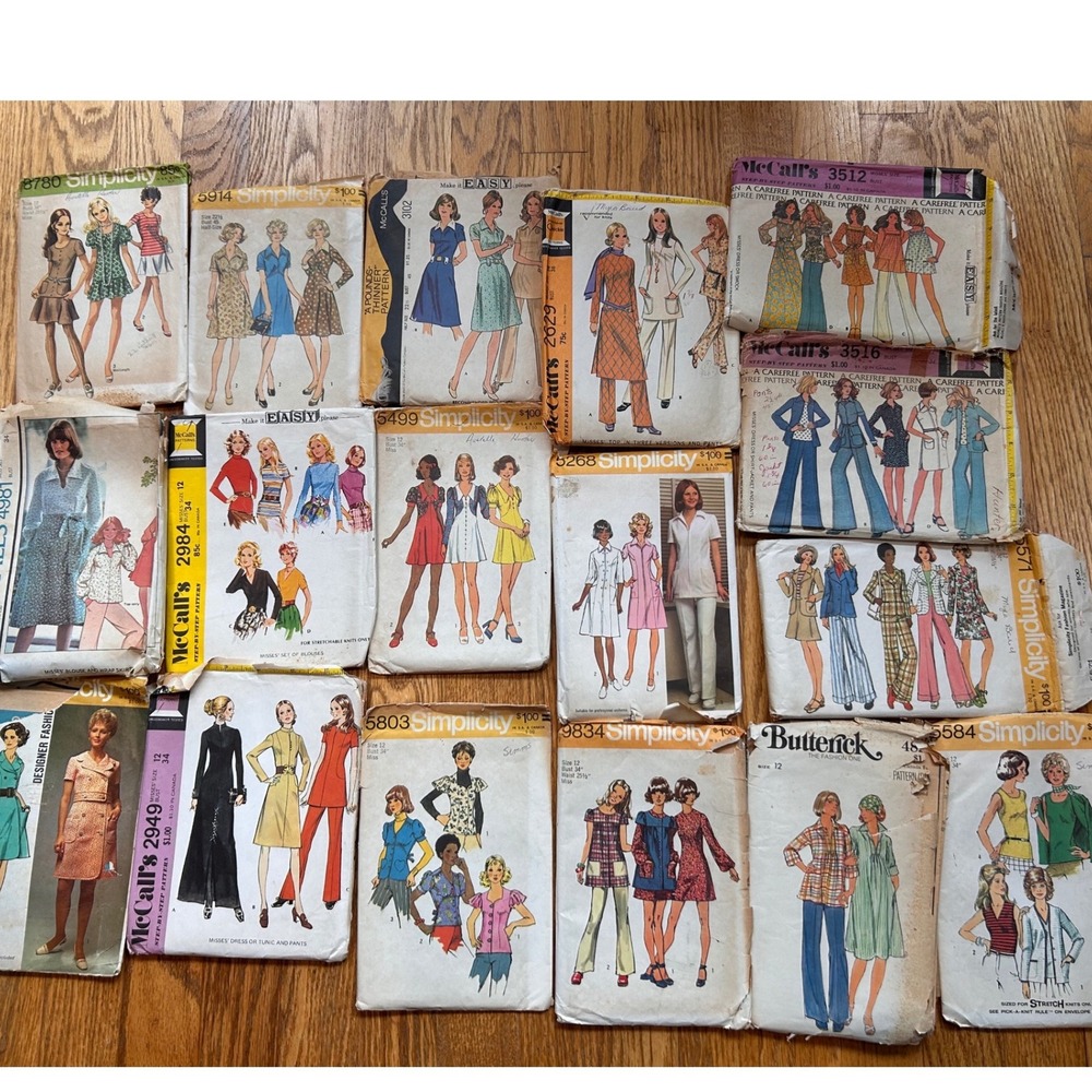 McCall's Simplicity Butterick Sewing Patterns Lot Size 12 70s Vintage Retro